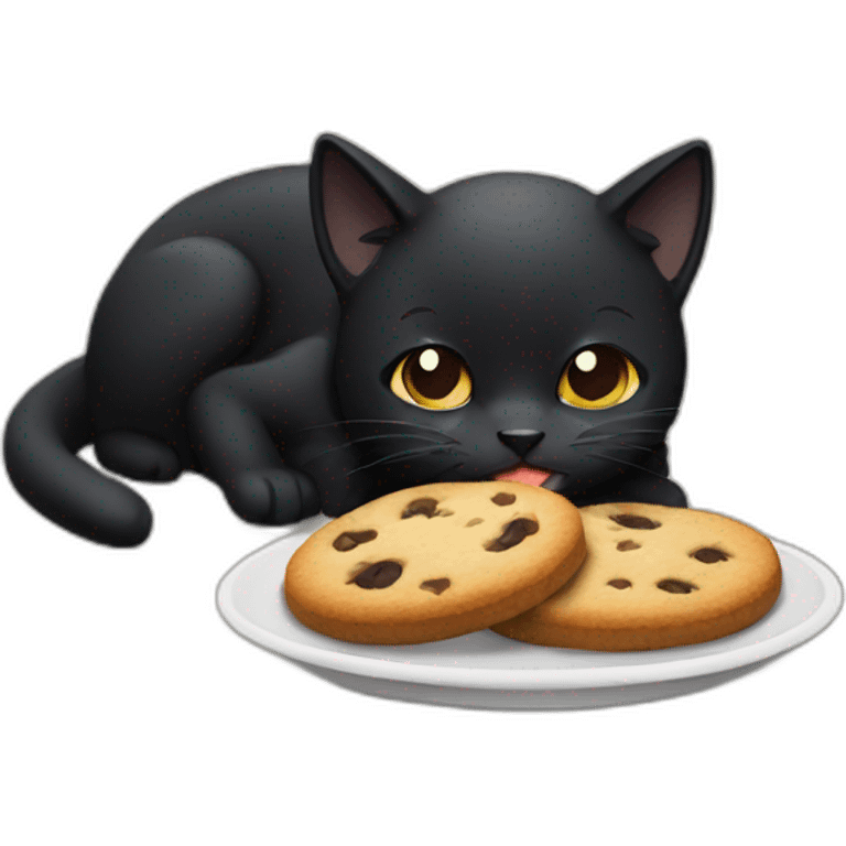 Black Cat eating a cookie emoji