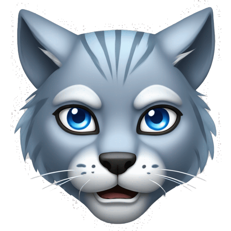 Growling angry Grey lynx blue eyes emoji