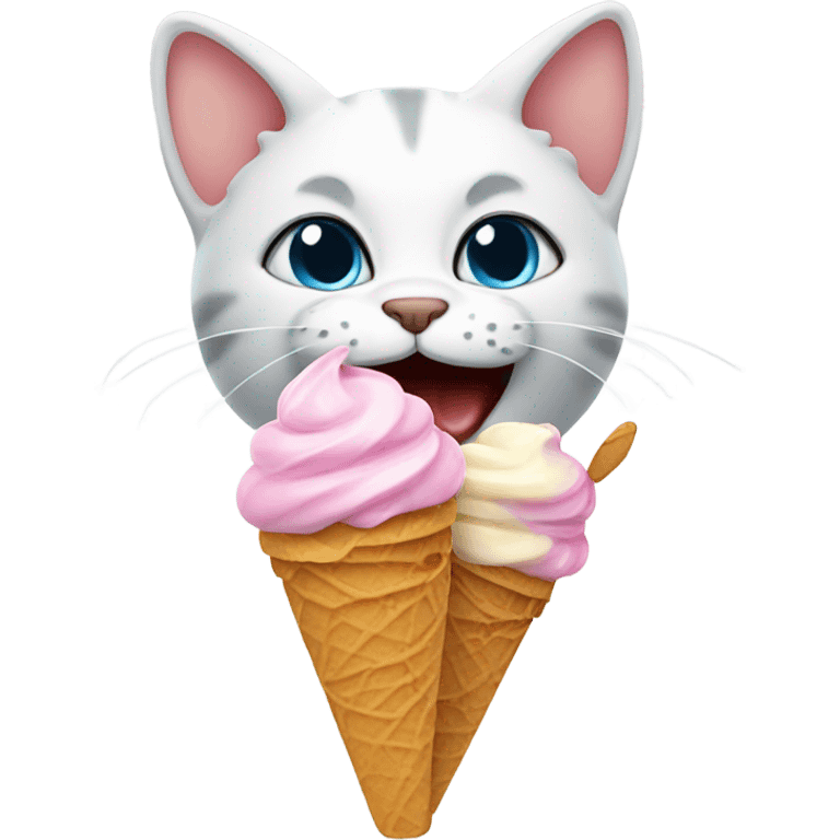 Cat eating ice cream emoji