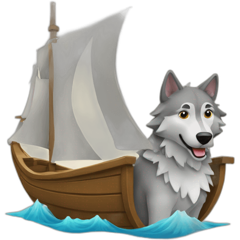 Loup sur un bateau emoji