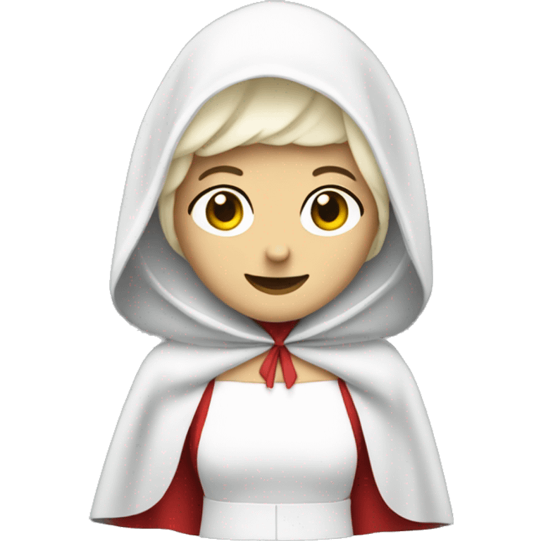 caucasian Handmaids tale wearing white bonnet and red cape emoji emoji