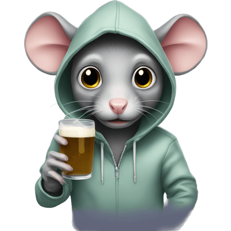 Rat with hoodie drinking monster  emoji