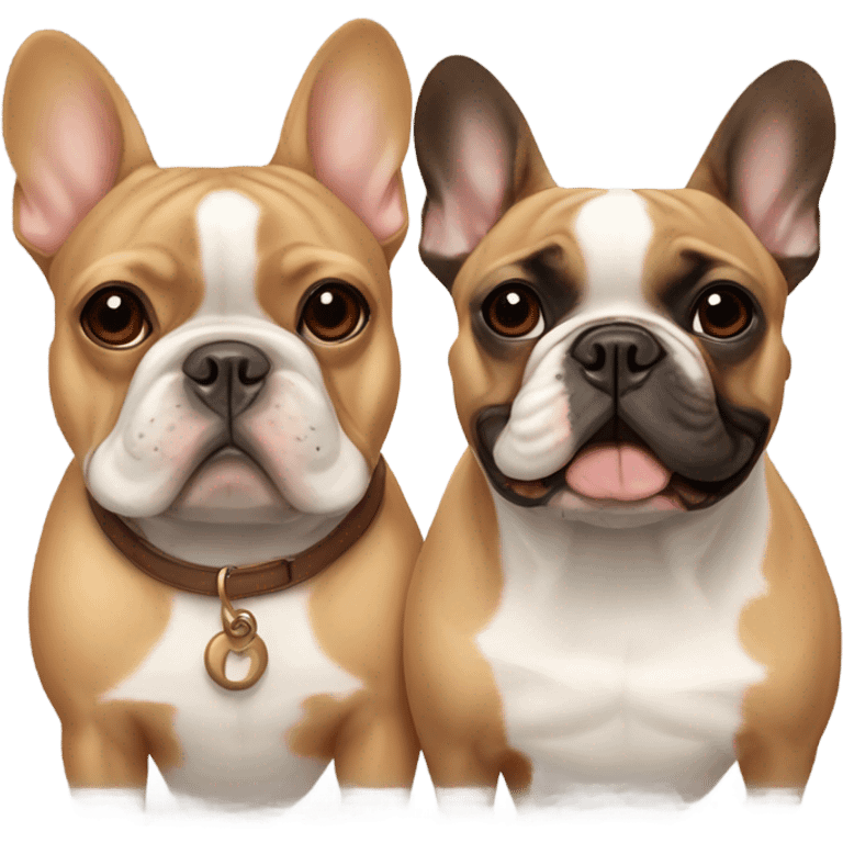 Pair of French bulldogs Brown & tan with fawn French bulldog friends emoji