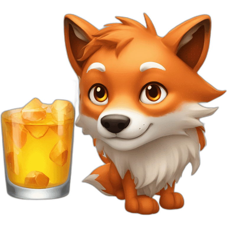 fox and wolf with a glass emoji