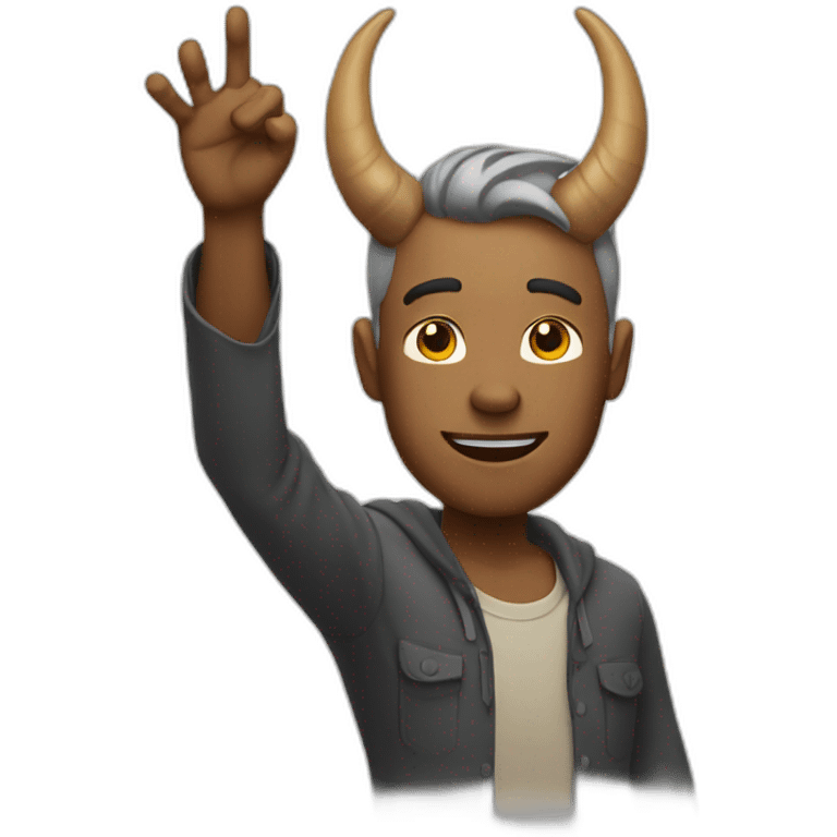 Dude with horns in his raised hand emoji