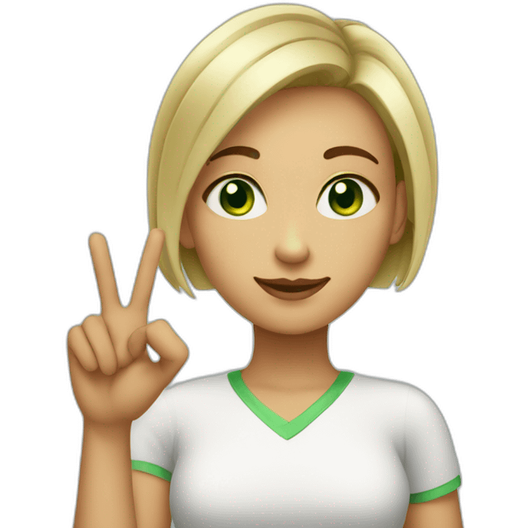 short hair girl green eyes doing ok sign emoji