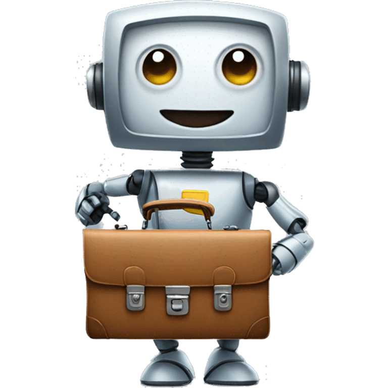 happy robot holds briefcase emoji