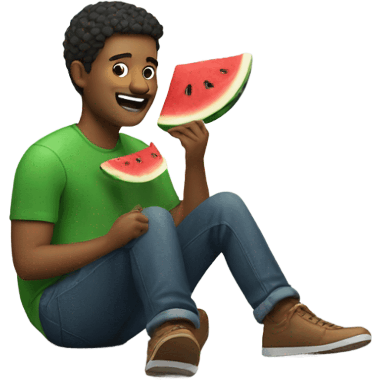 man eating watermelon emoji