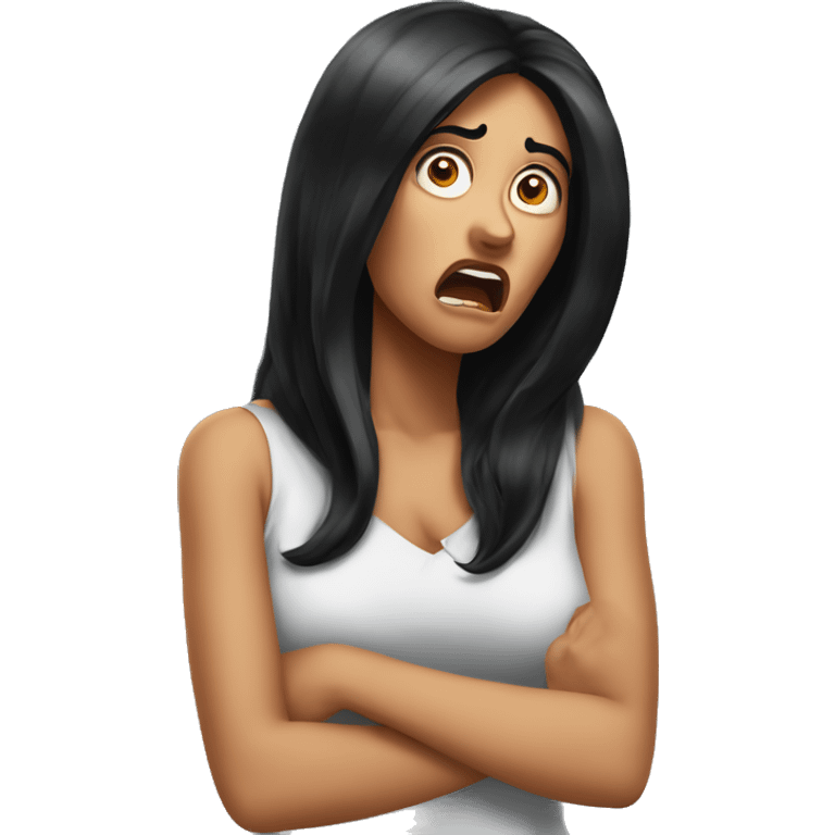 Shocked and grossed out women with long black hair emoji