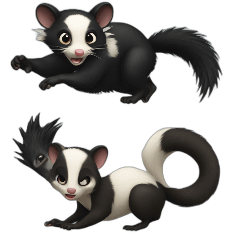 possum and skunk fighting emoji