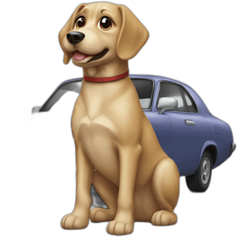 dog with car emoji