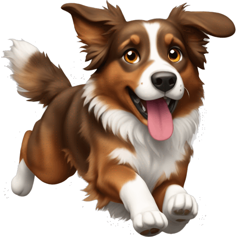 Brown Australian Shepard hopping  emoji