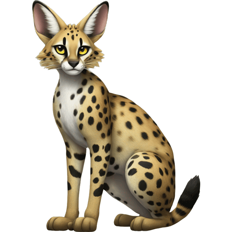 Anthro Epic Edgy Colorful Serval-Vernid-Trico full body emoji