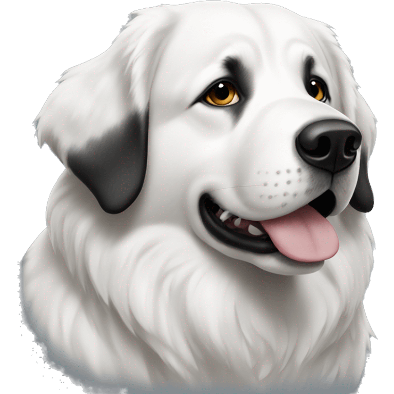 Great Pyrenees with black and white face emoji