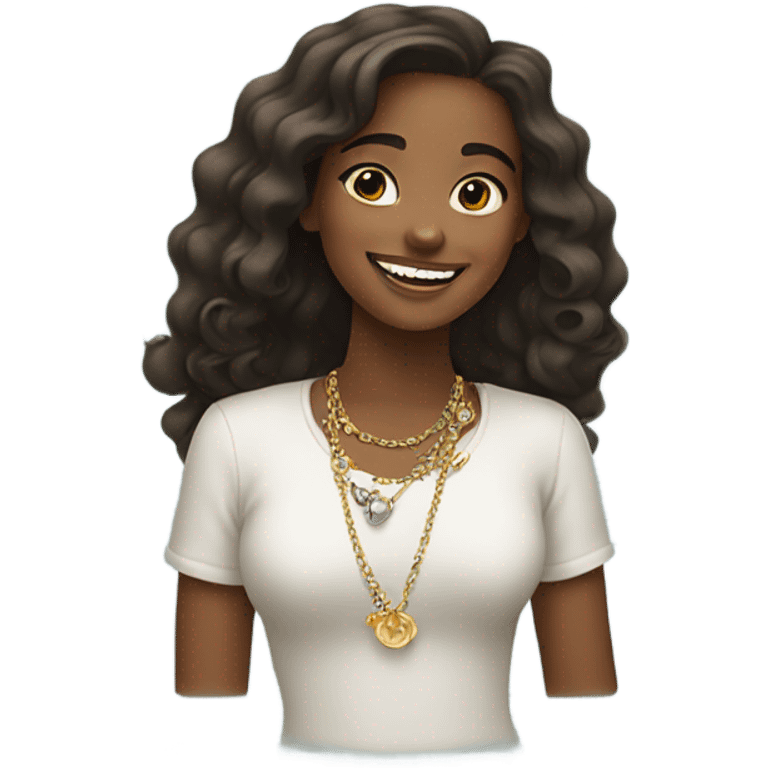 smiling girl with jewelry emoji