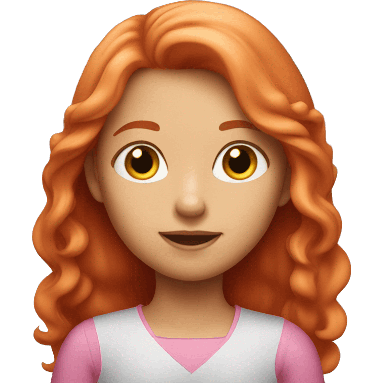 A red-haired girl with long hair in pink clothes emoji