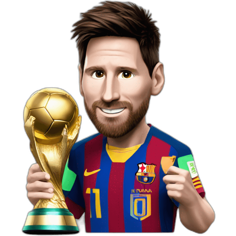 Messi con la copa del mundo emoji