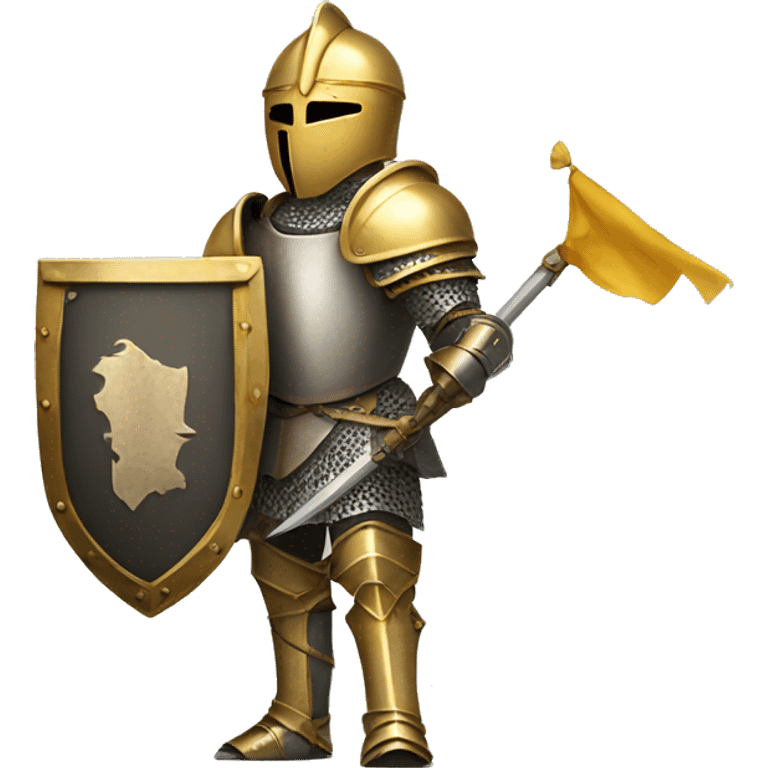 Gold armoured knight holding banner emoji