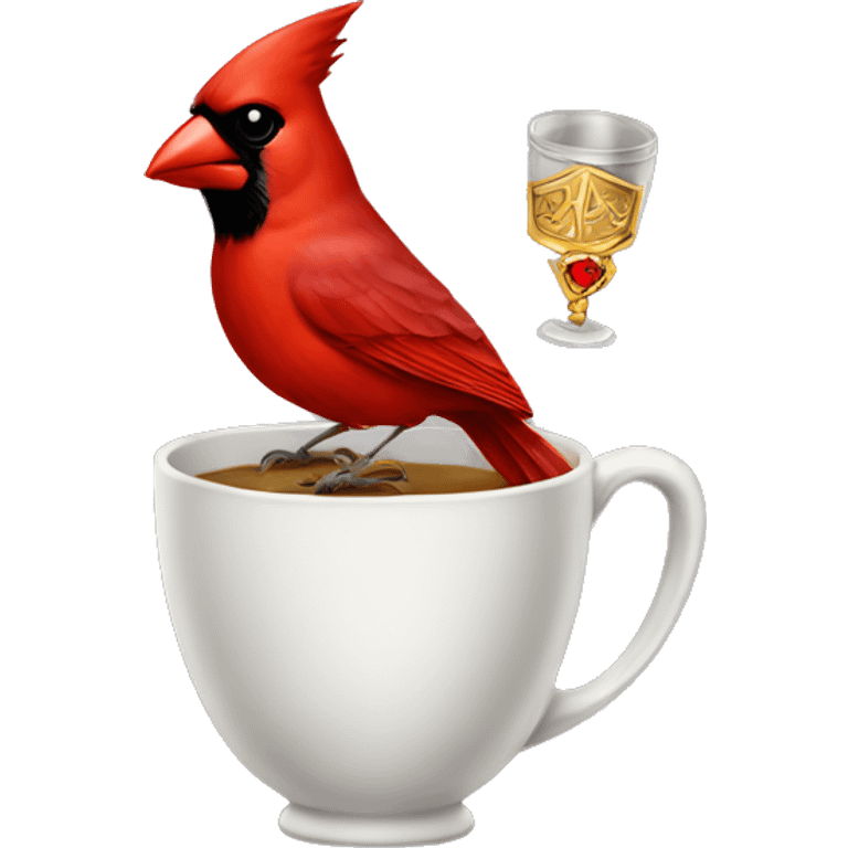 Cardinal with double cup and jewelry  emoji