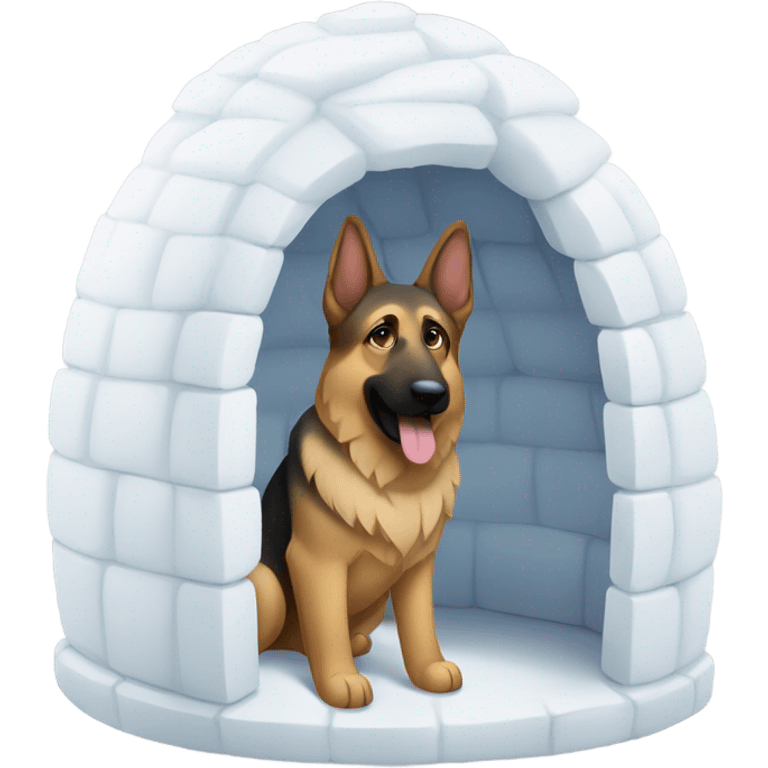 German shepherd in a white egloo emoji