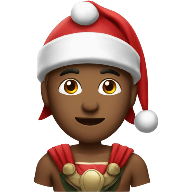 spartan male wearing santa hat emoji