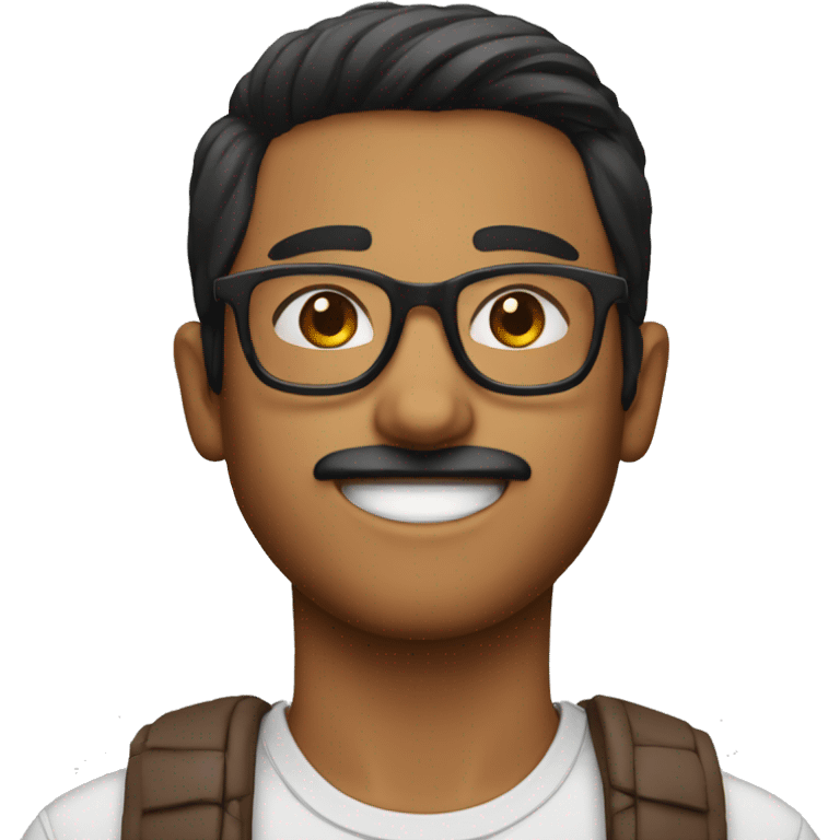 Emoji of indian 18 year boy with specs and slight beard and little dark moustache  emoji