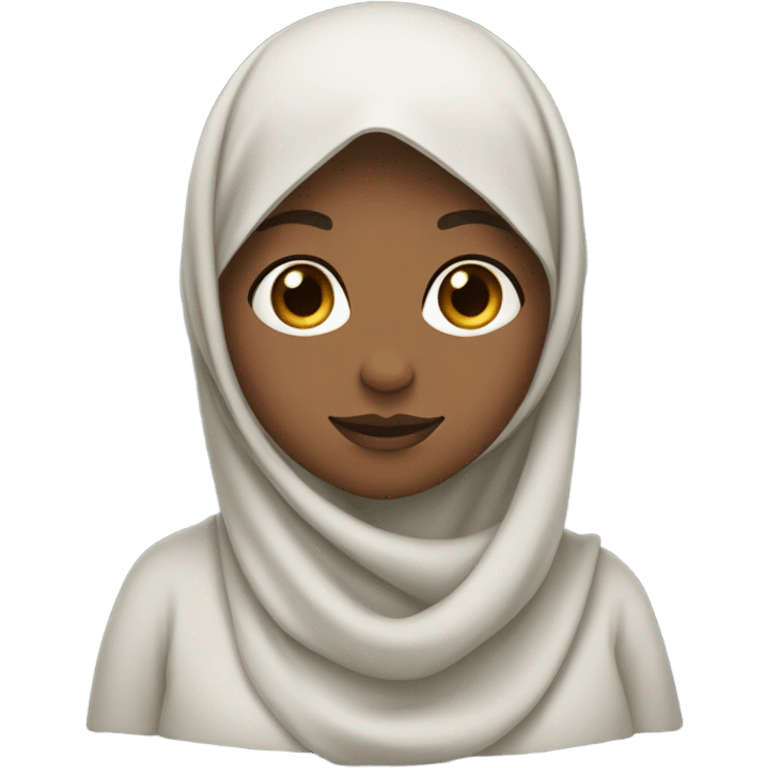 Girl with floaty hijab and some hair showing  emoji