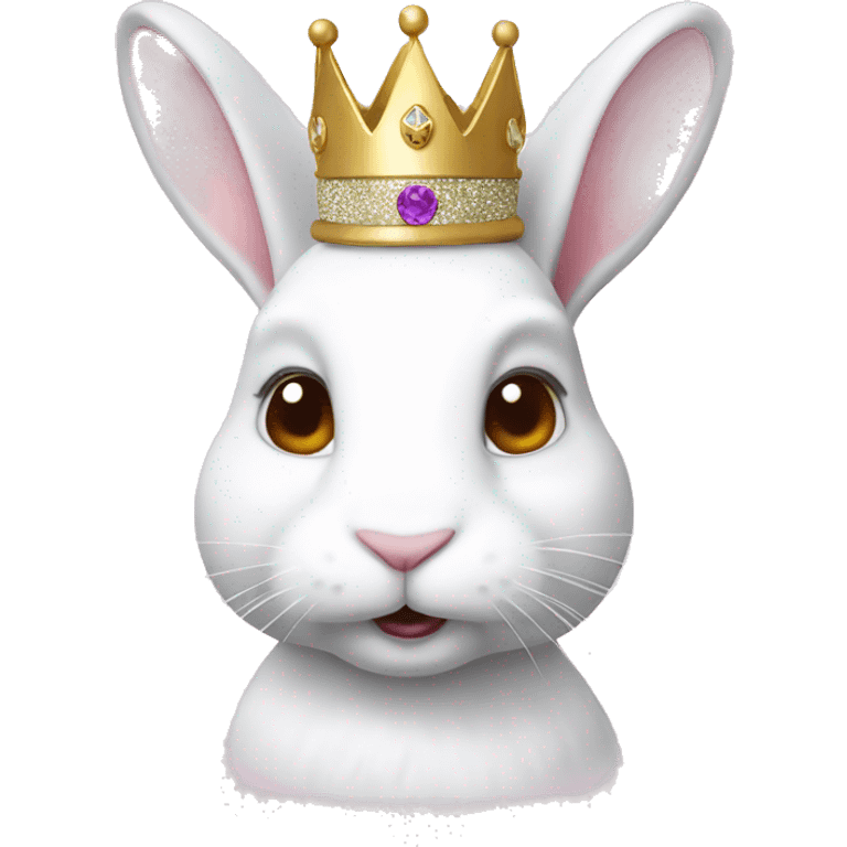 White rabbit with a glitter crown  emoji