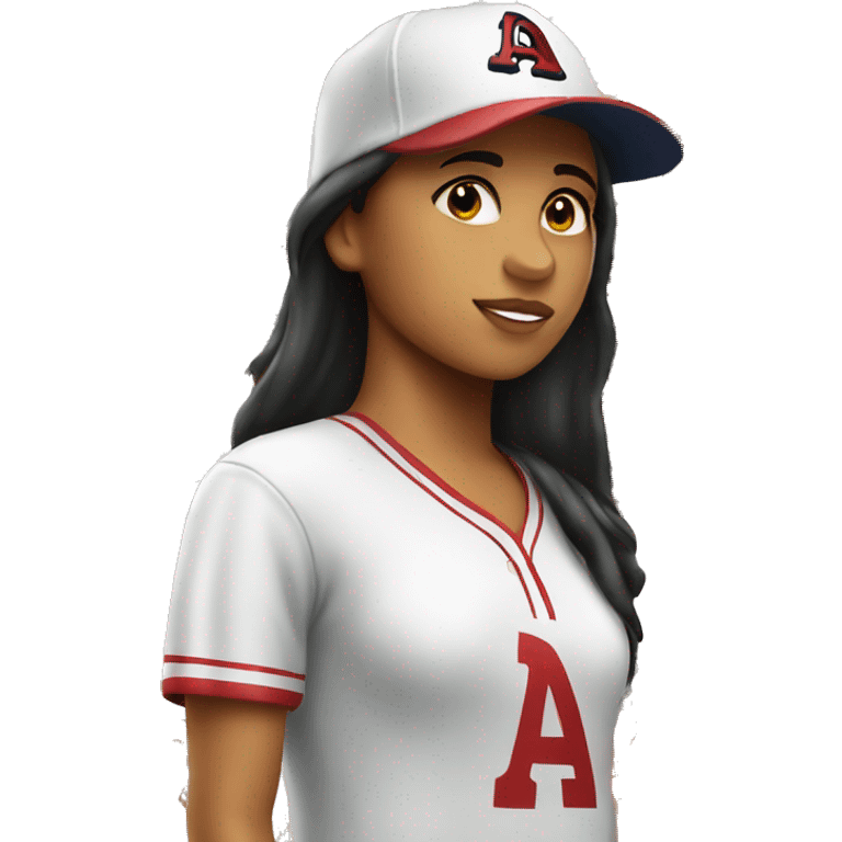 Hispanic girl with baseball hat emoji