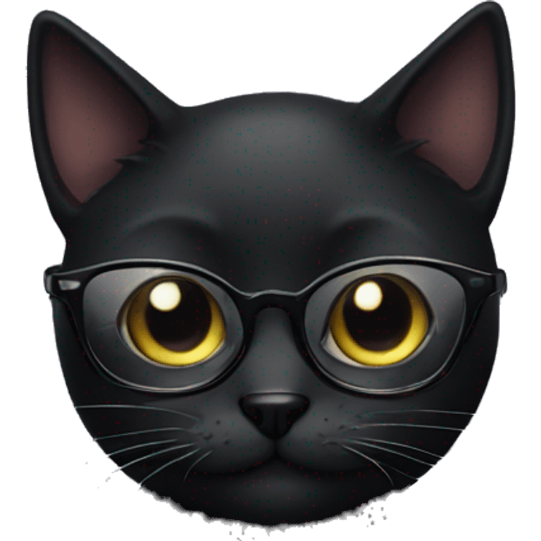 Black cat with glasses and nice lashes emoji