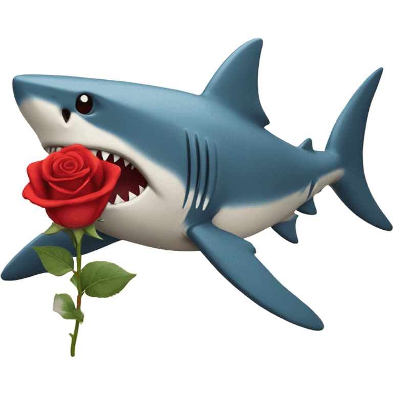 shark holding a red rose emoji