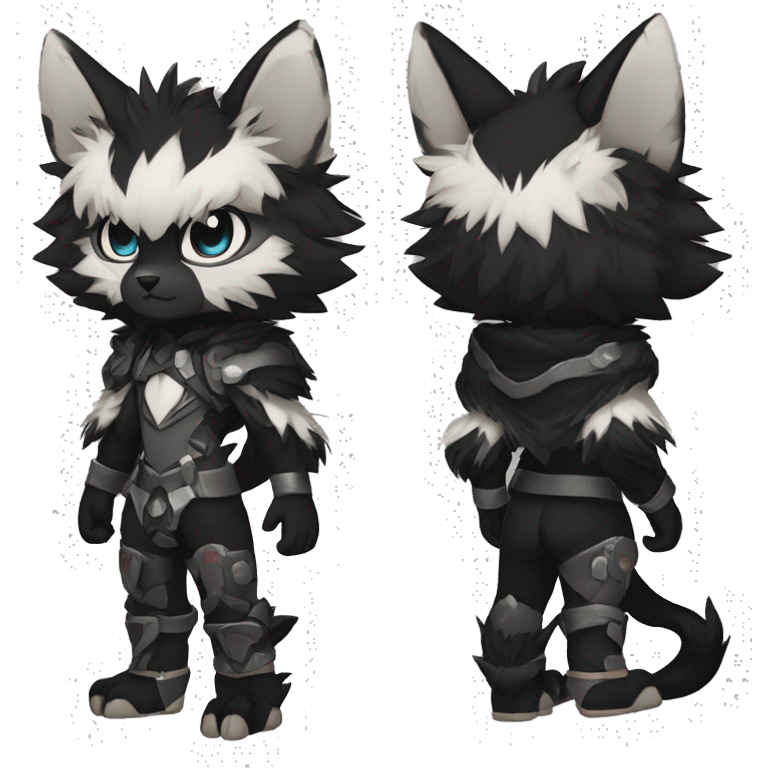 Anthro-Edgy-Cool-Black-Contrast-Colors-Fantasy-Fur-Sona-Chibi-Shiny-Fakémon-Hybrid full body emoji