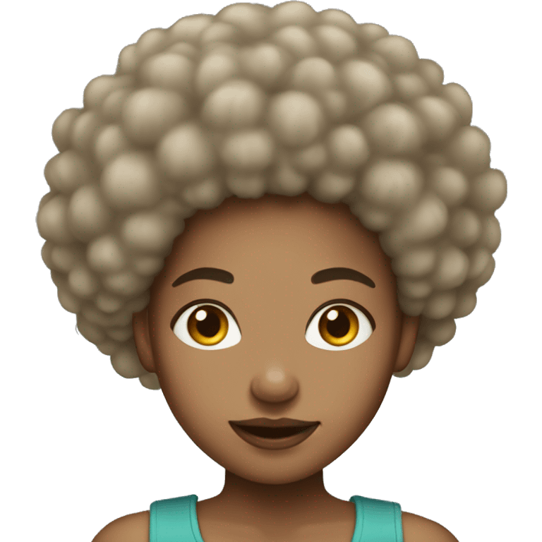 hair afro, light skin, girl emoji