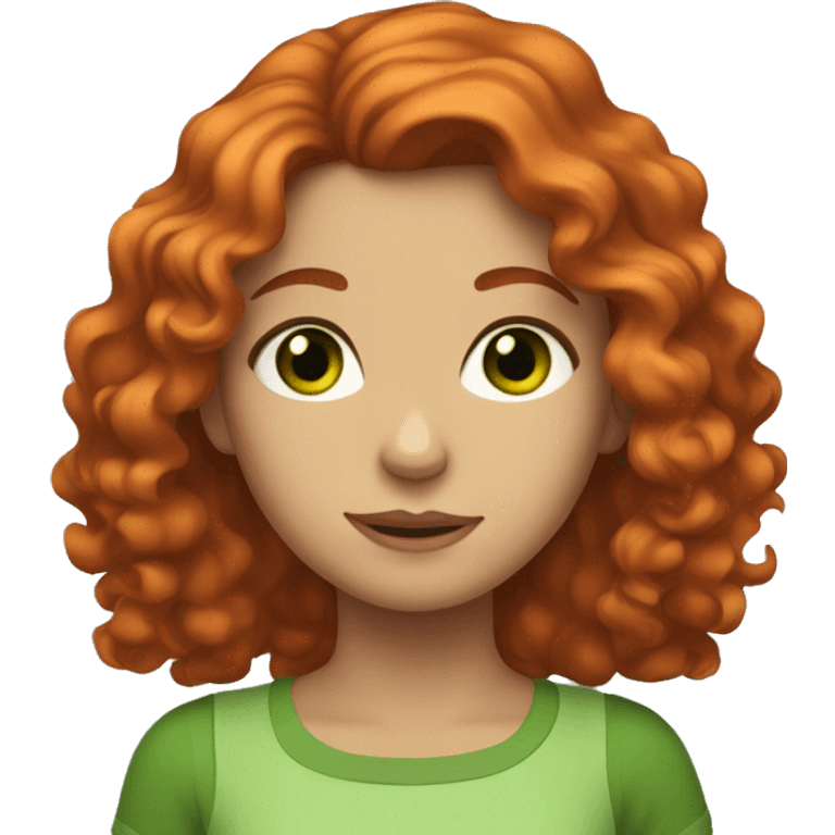 A red-haired girl with wavy hair and green eyes  emoji