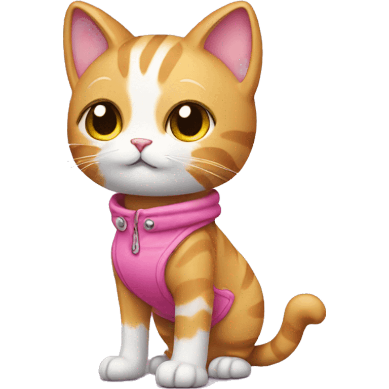 standing cat wearing pink boots emoji