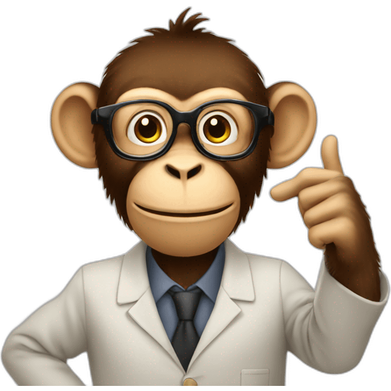 monkey professor hands holding a big sign emoji