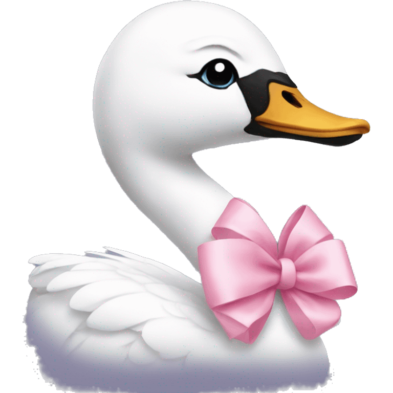 Swan wearing a pink bow emoji