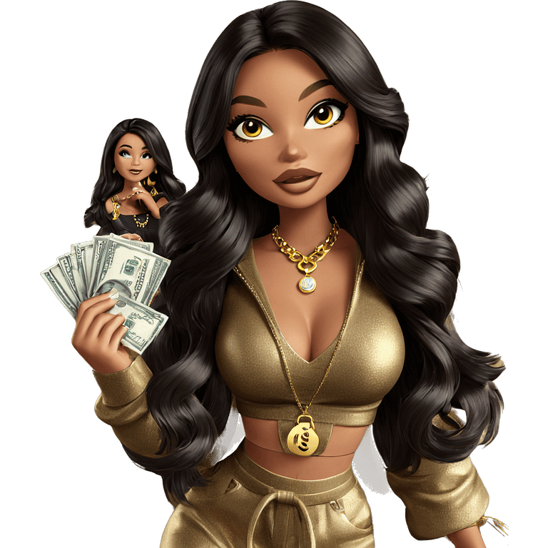 girl with jewelry and money emoji