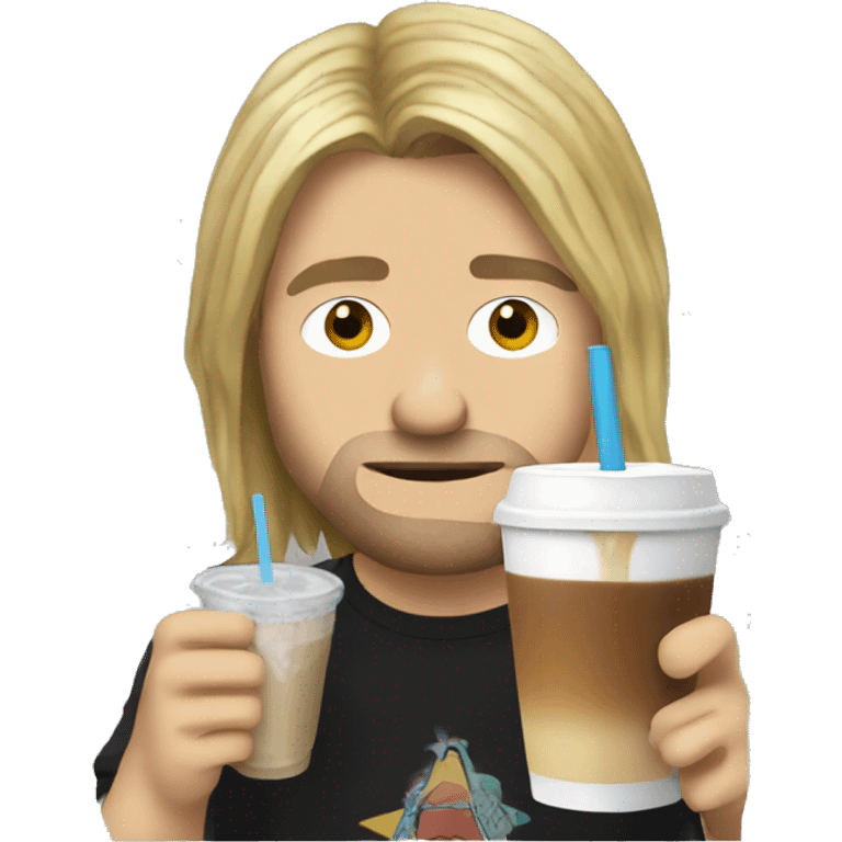 Kurt Cobain drinking iced coffee emoji