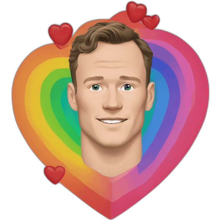 Jonathan Toews inside a rainbow heart emoji