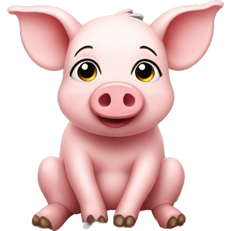 cute pig sitting in mud emoji