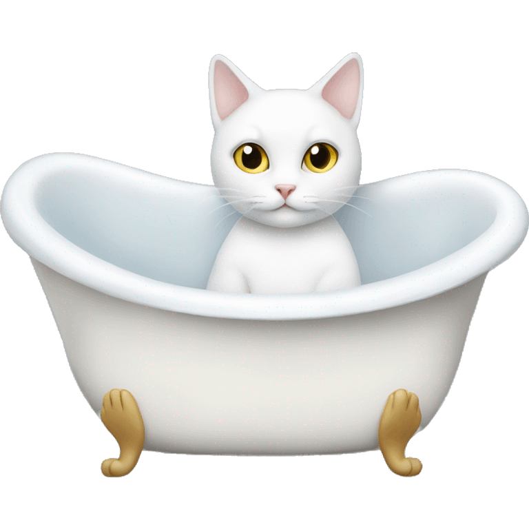 White-cat-in-a-bath-relaxing emoji