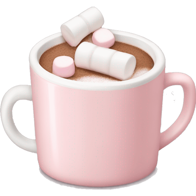 Light Pink mug of hot chocolate with marshmallows  emoji