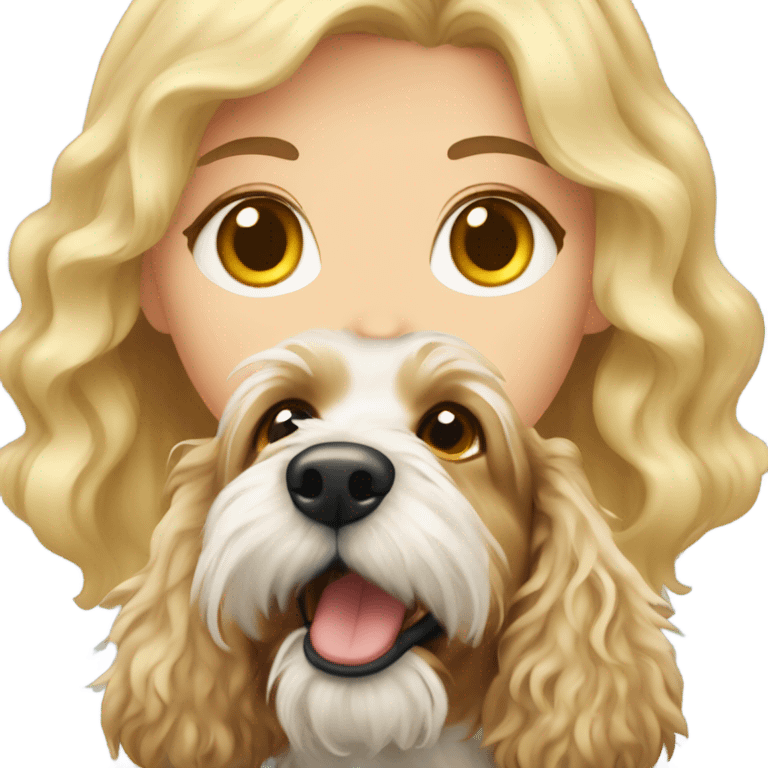 Blonde girl with aussiedoodle emoji