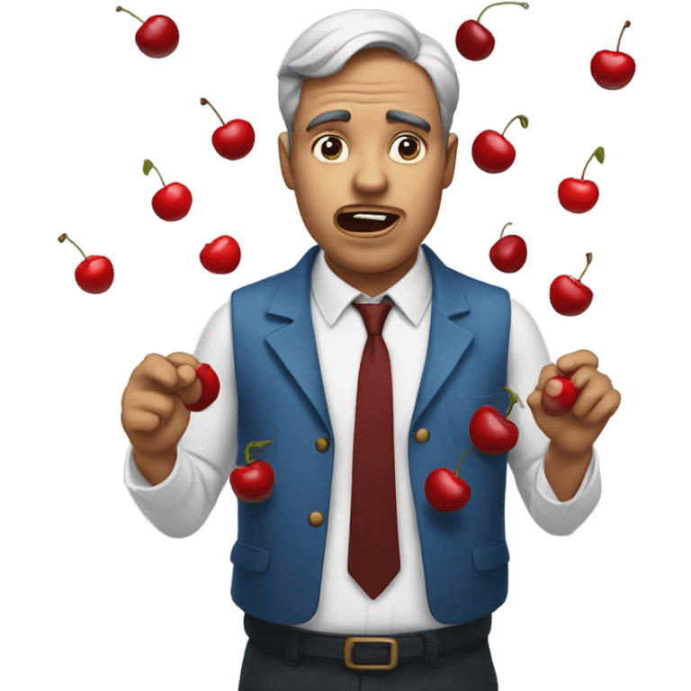 Man with cherries in his mouth  emoji