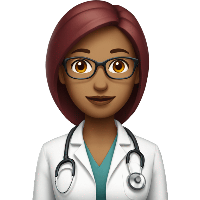 Woman doctor with dark red hair wearing stethoscope without glasses emoji