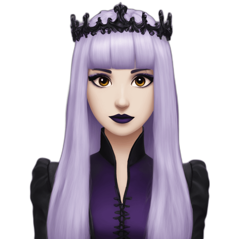 Elissabat-with-bangs-long-hair-dark-purple-and-black-vampire-goth-makeup-crown-pinkeyes emoji