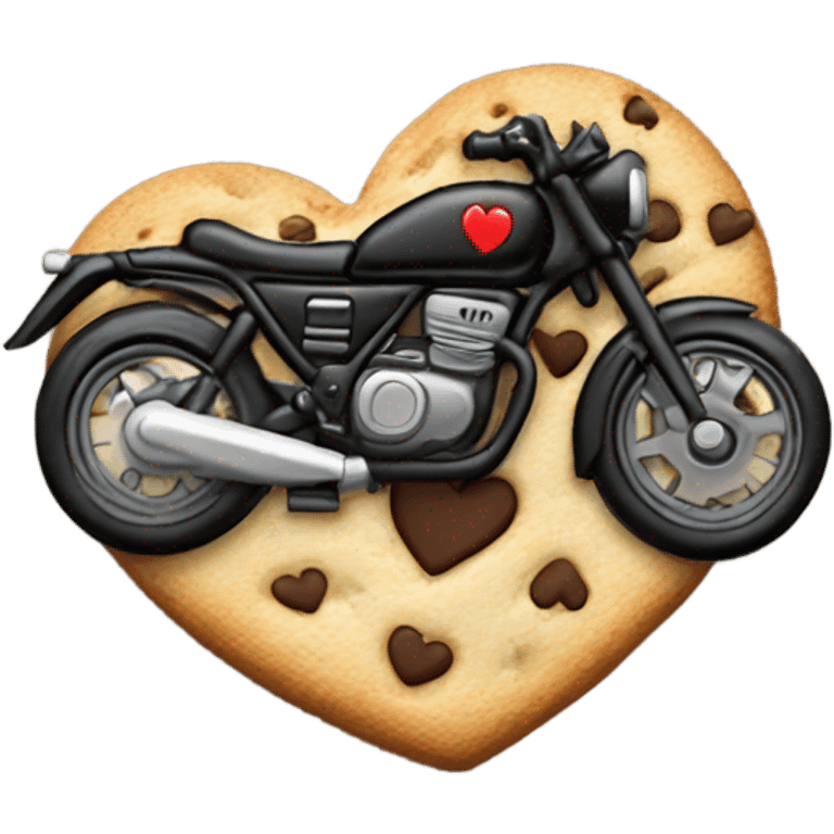 cookie heart with black motorbike  emoji