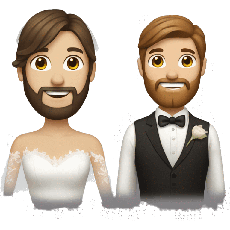 Groom with brown hair and beard and bride with long brown hair  emoji