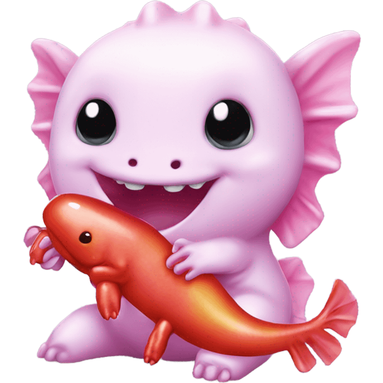 axolotl eating gummy bear emoji